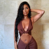 Neckholder-Set mit ärmellosem, rückenfreiem Bandage-Design